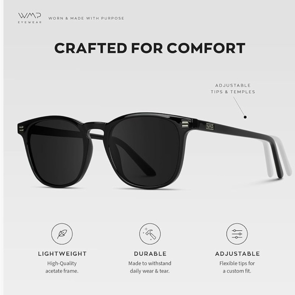 Brand new WMP Eyewear Men's Polarized Modern Rounded Square Sunglasses - Picture 6 of 10